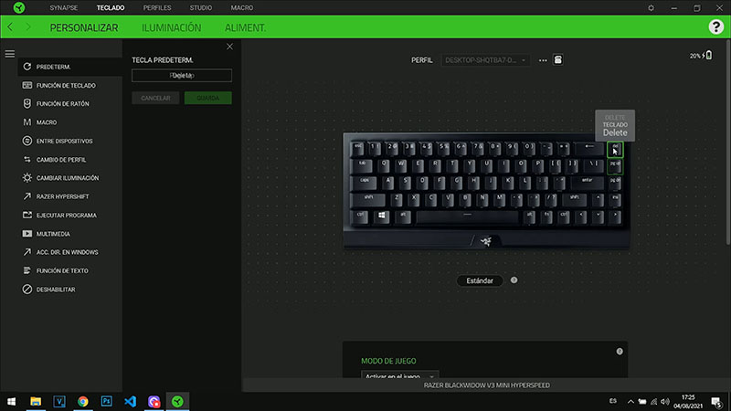 Software del Razer Blackwidow Mini